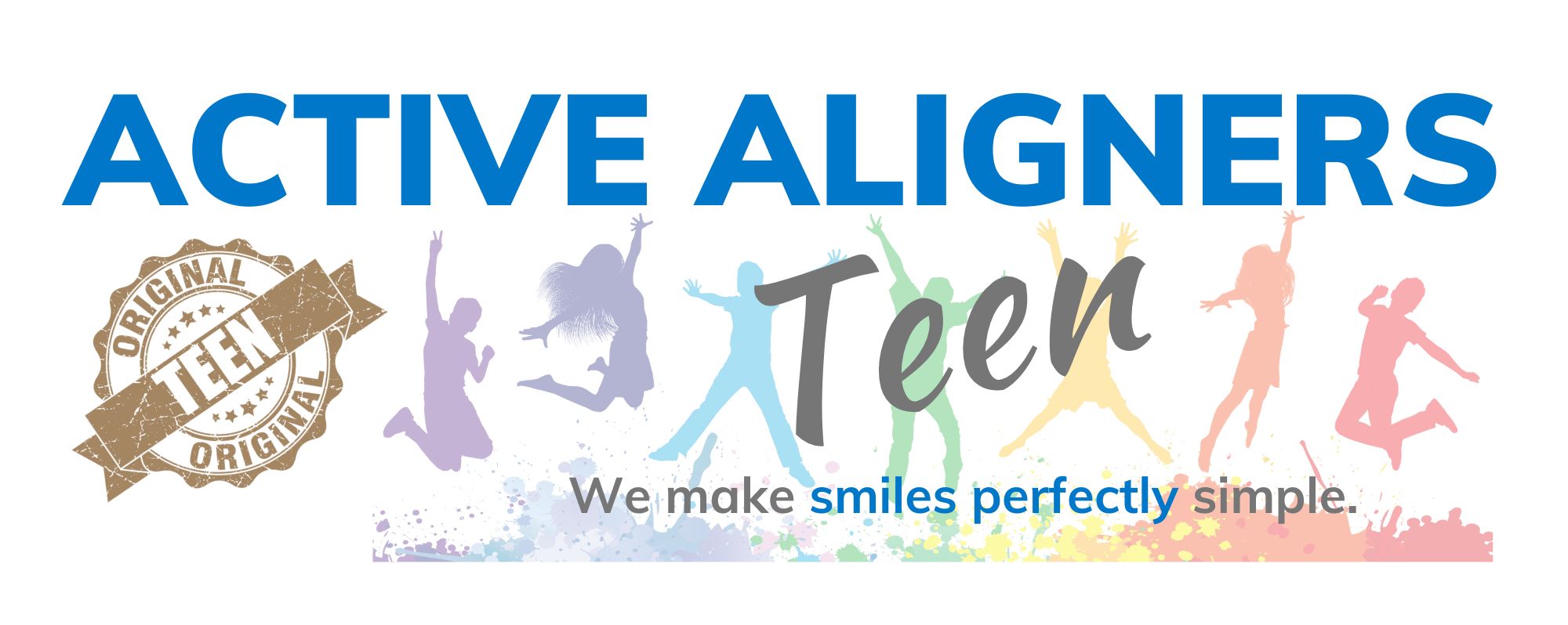 Two teens smiling with confidence after Active Aligners Teen treatment
