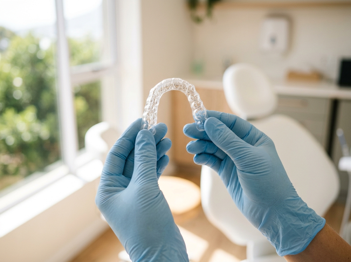 An Active Aligners provider holding a clear aligner